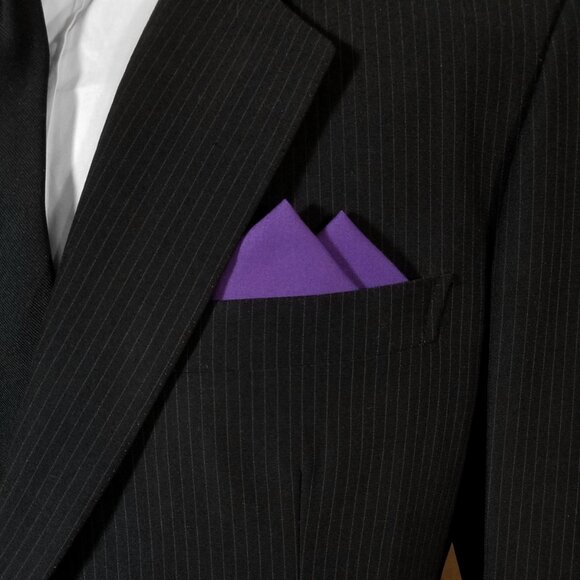 New - Dark Purple Cotton Pre-Folded Pocket Square Handkerchief Insert - Picture 5 of 7